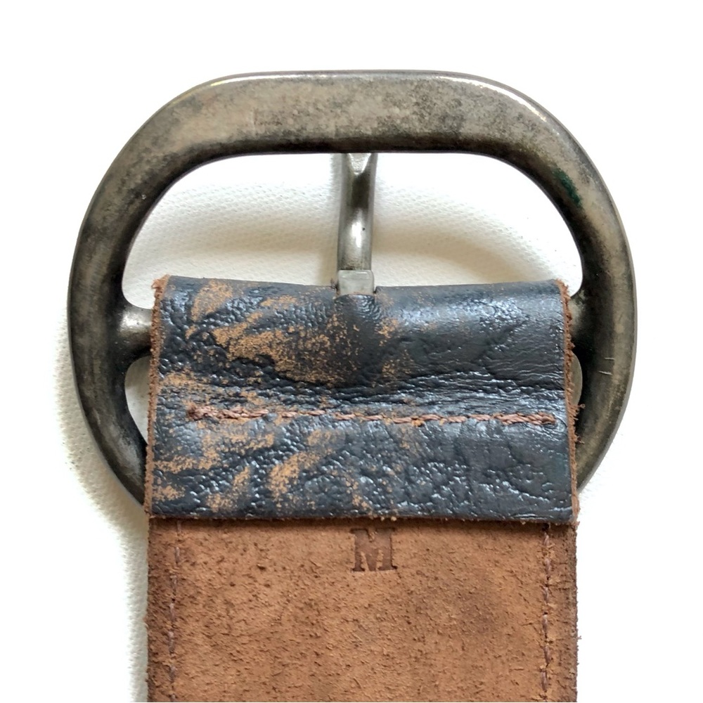 Arcangelo Blue Distressed Leather Braided Belt - Picture 11 of 12
